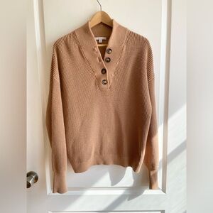 Lunya The Cozy Cotton Silk Waffle Henley Pullover Sweater Size M Capsule